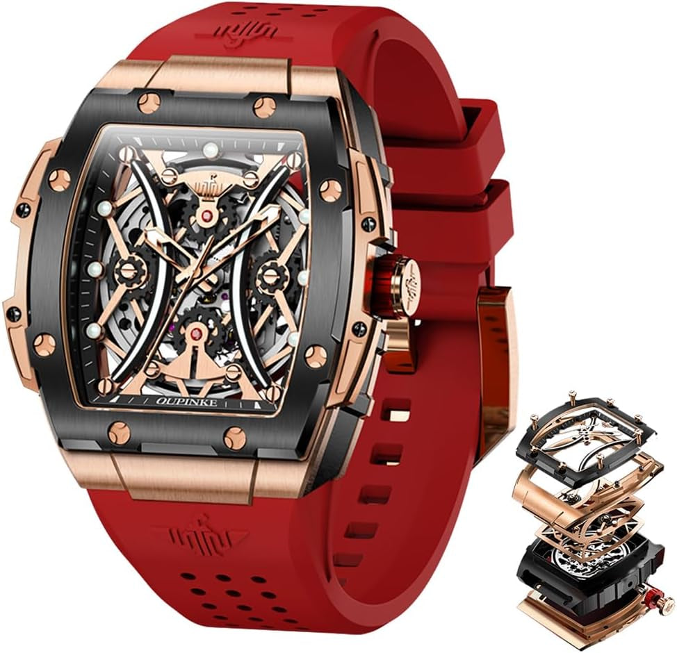 Reloj Mecánico Esqueleto Cuadrado