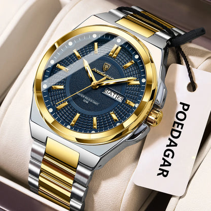 Sport Original Men Clock Quartz Date Week Luxury Man Wristwatch Waterproof Luminous Stainless Steel Men'S Watches Reloj