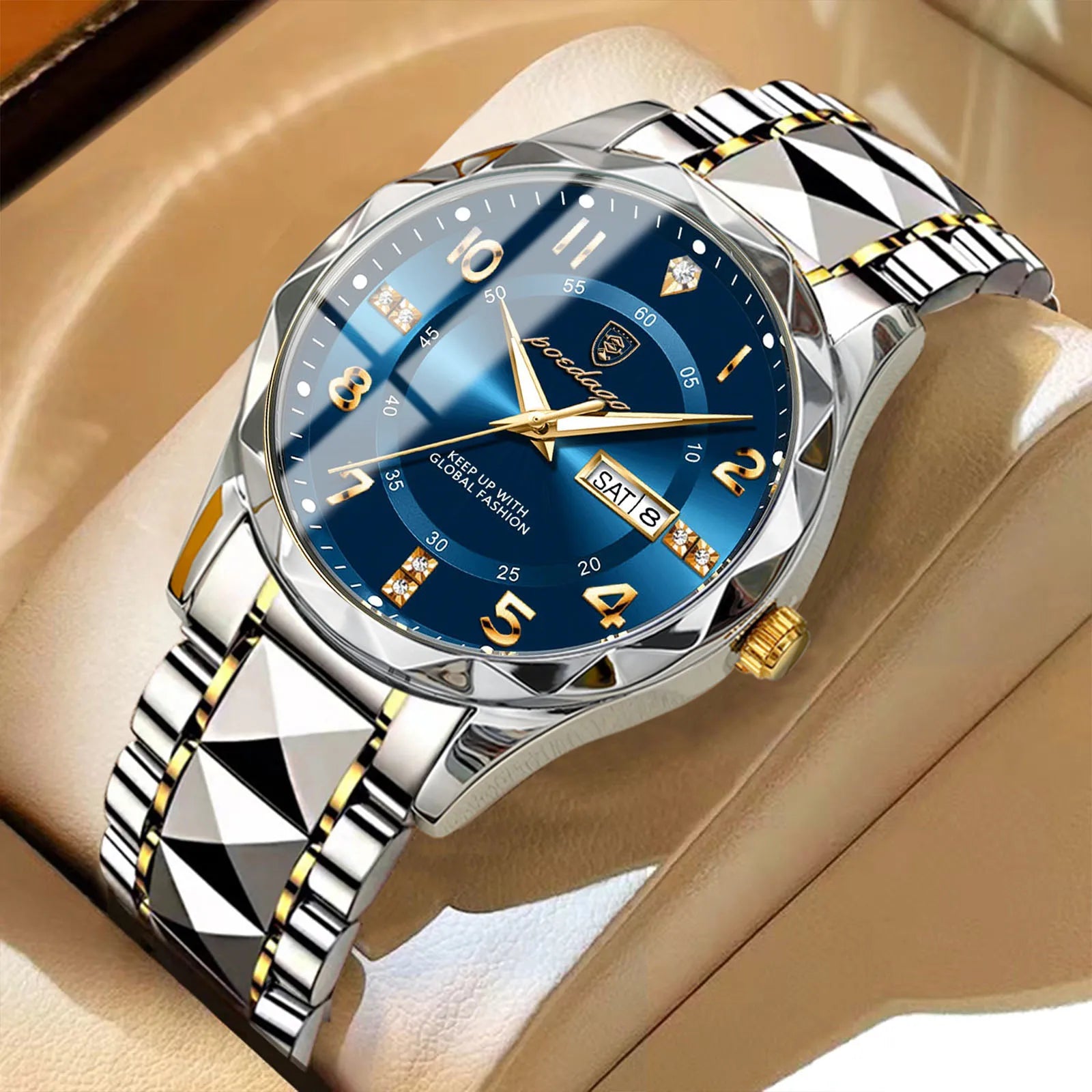 Luxury Men Quartz Watch Waterproof Date Week Luminous Wristwatch Stainless Steel Men'S Watches Male Clock Sports Reloj