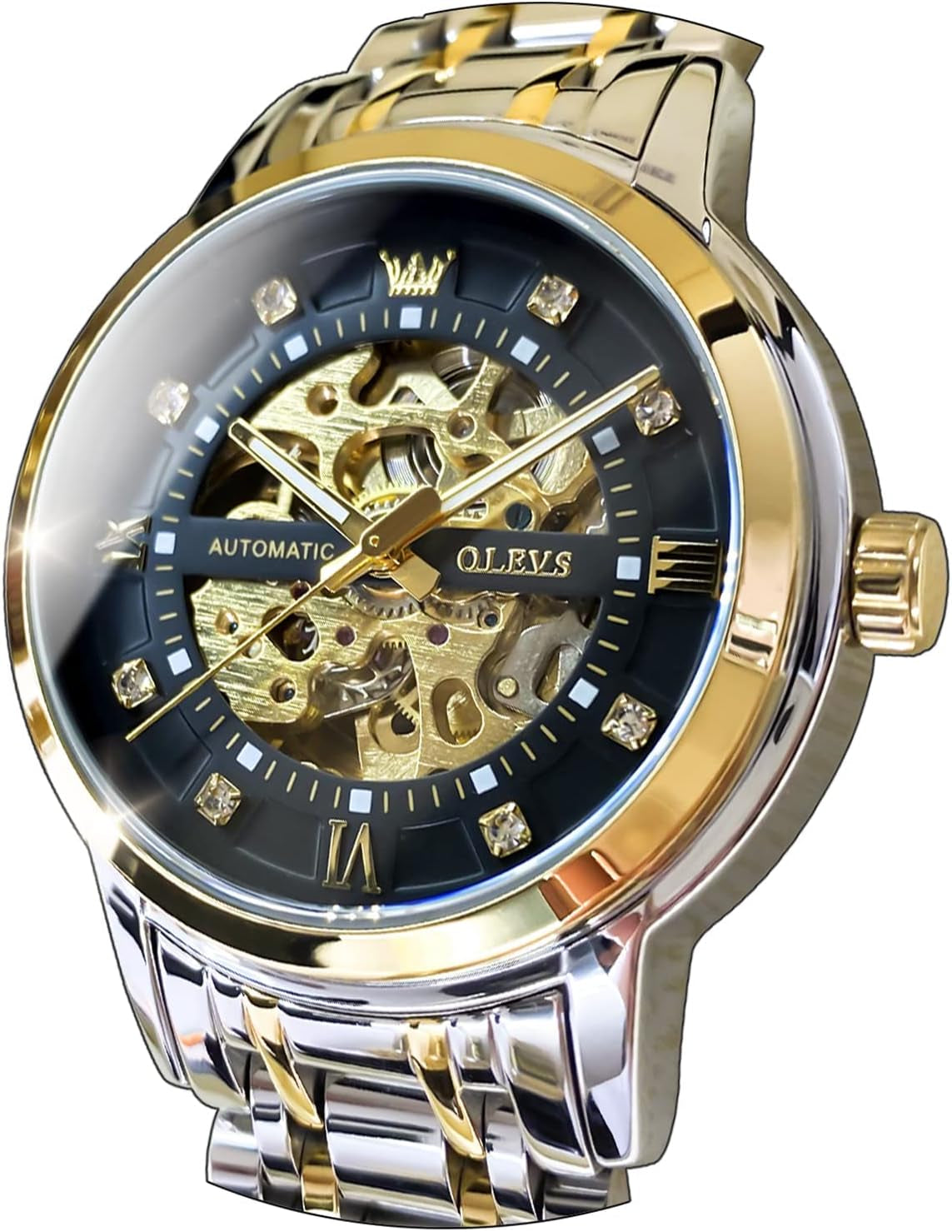 Reloj Mecánico Esqueleto Dorado para Hombre