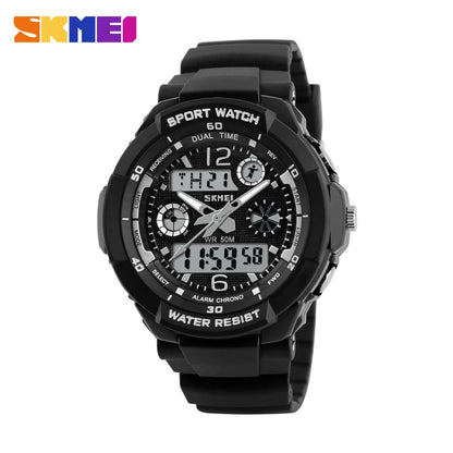Brand 50M Waterproof Children'S Watches LED Multifunction Dual Time Quartz Digital Kids Wrist Watches Children Dress Watch
