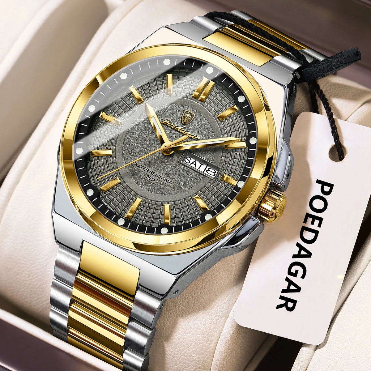 Sport Original Men Clock Quartz Date Week Luxury Man Wristwatch Waterproof Luminous Stainless Steel Men'S Watches Reloj