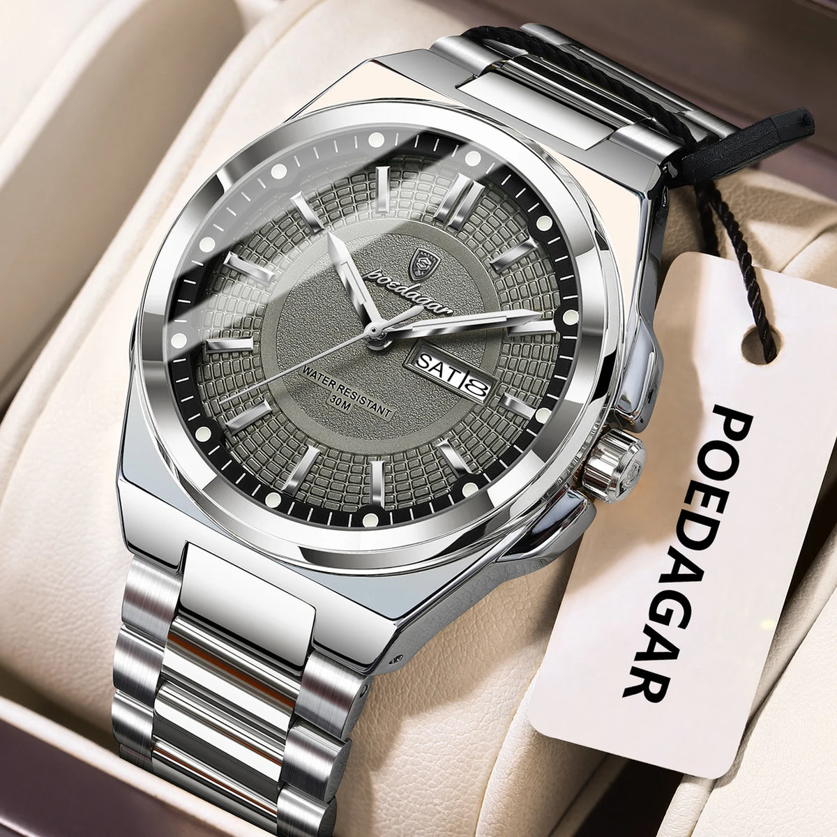 Sport Original Men Clock Quartz Date Week Luxury Man Wristwatch Waterproof Luminous Stainless Steel Men'S Watches Reloj