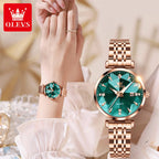 5536 Woman Watch Fashion Rhombus Mirror Calendar Quartz Watch for Women Original Waterproof Ladies Wristwatch Steel Strap