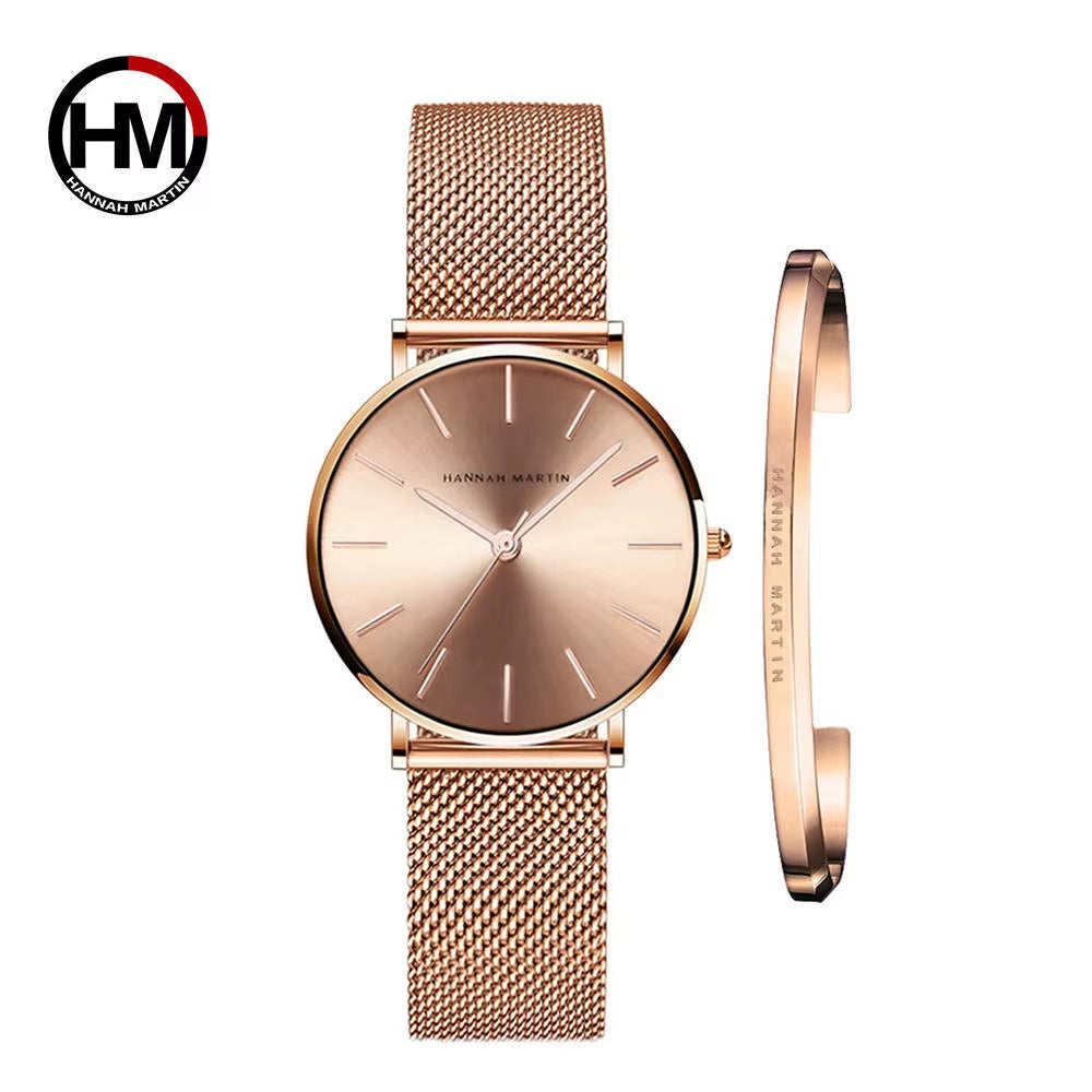 Brand 1Set Gift Women Bracelet Watch Japan Quartz Movement 36Mm Stainless Steel Mesh Gold Watches Relogio Feminino