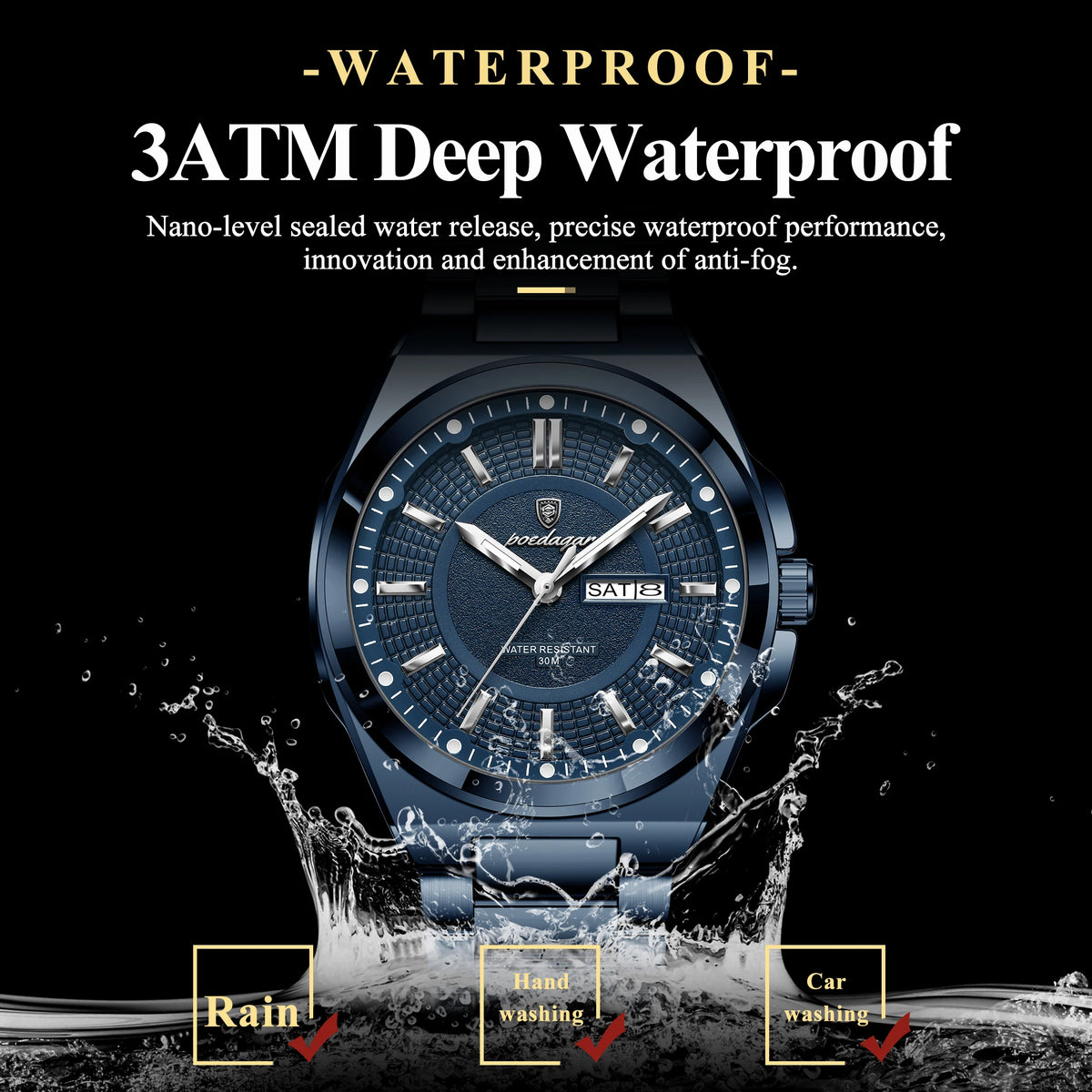 Sport Original Men Clock Quartz Date Week Luxury Man Wristwatch Waterproof Luminous Stainless Steel Men'S Watches Reloj