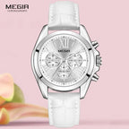 2019 New Luxury Leather Watch Women Female Top Brand Chronograph Quartz Wristwatch Lady Relogios Femininos Clock 2114 White