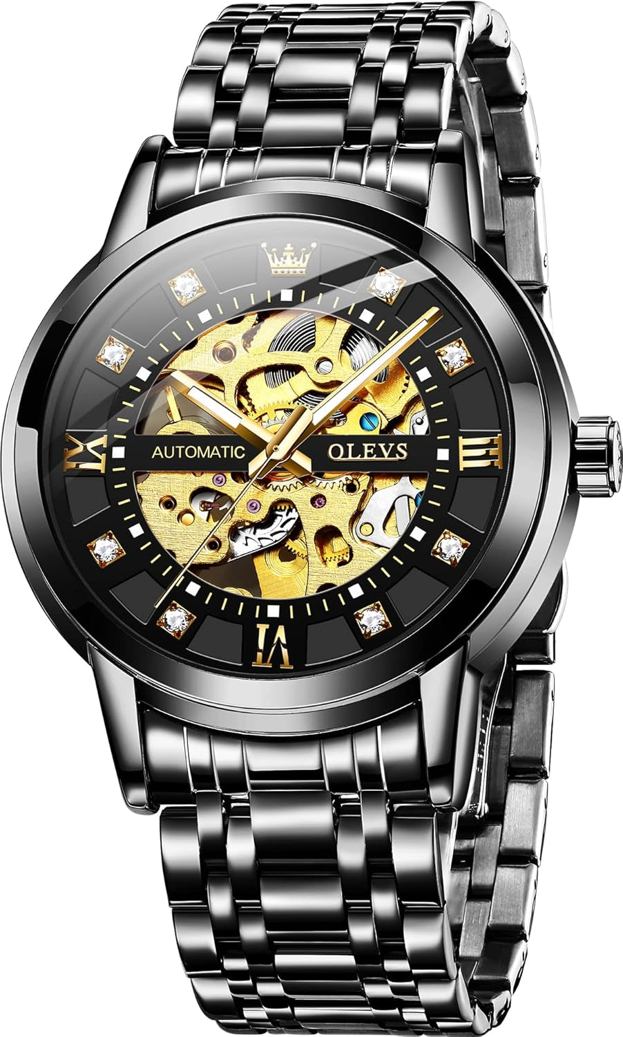 Reloj Mecánico Automático Esqueleto Dorado para Hombre