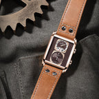 Reloj Suizo Rectangular para Hombre con Correa de Cuero