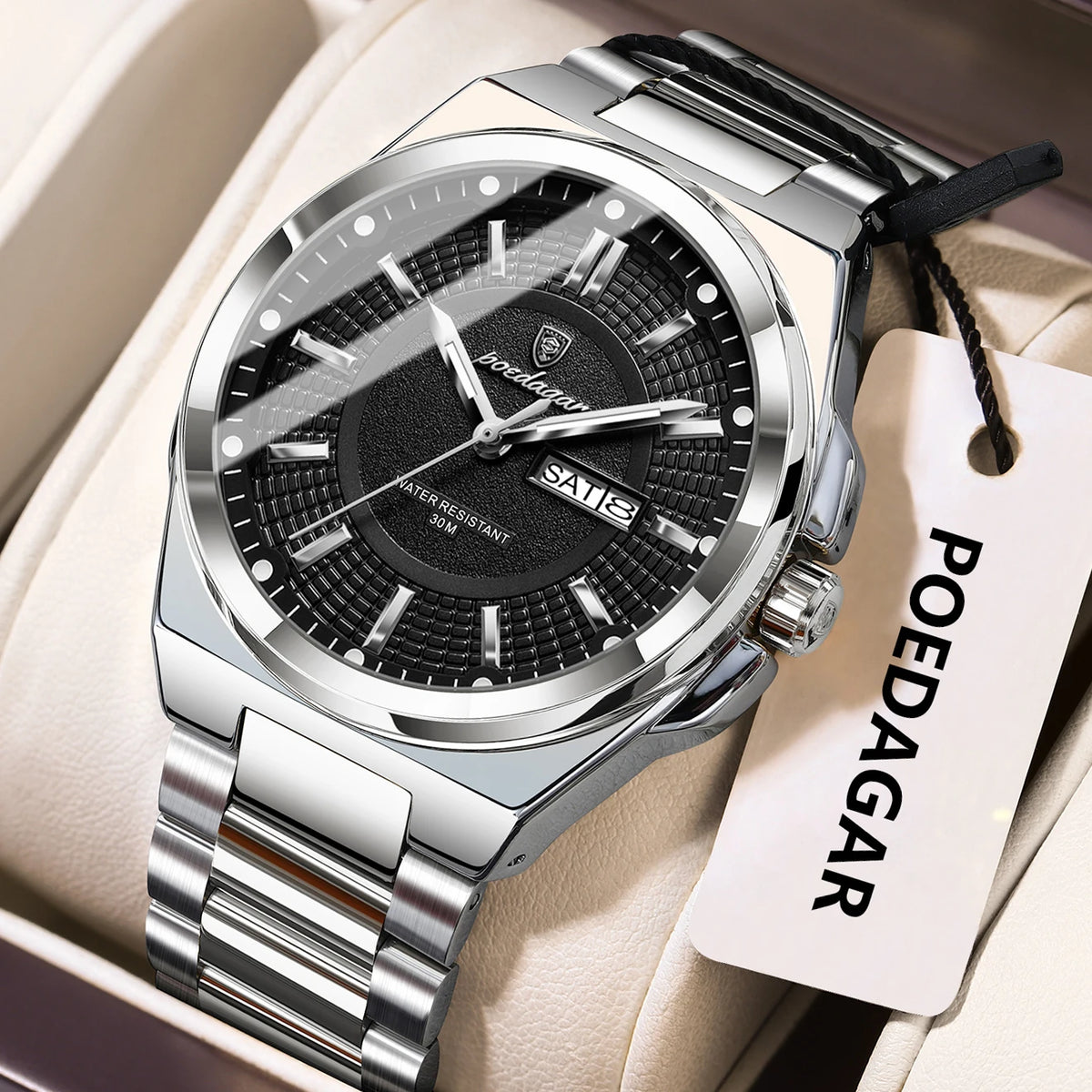 Sport Original Men Clock Quartz Date Week Luxury Man Wristwatch Waterproof Luminous Stainless Steel Men'S Watches Reloj