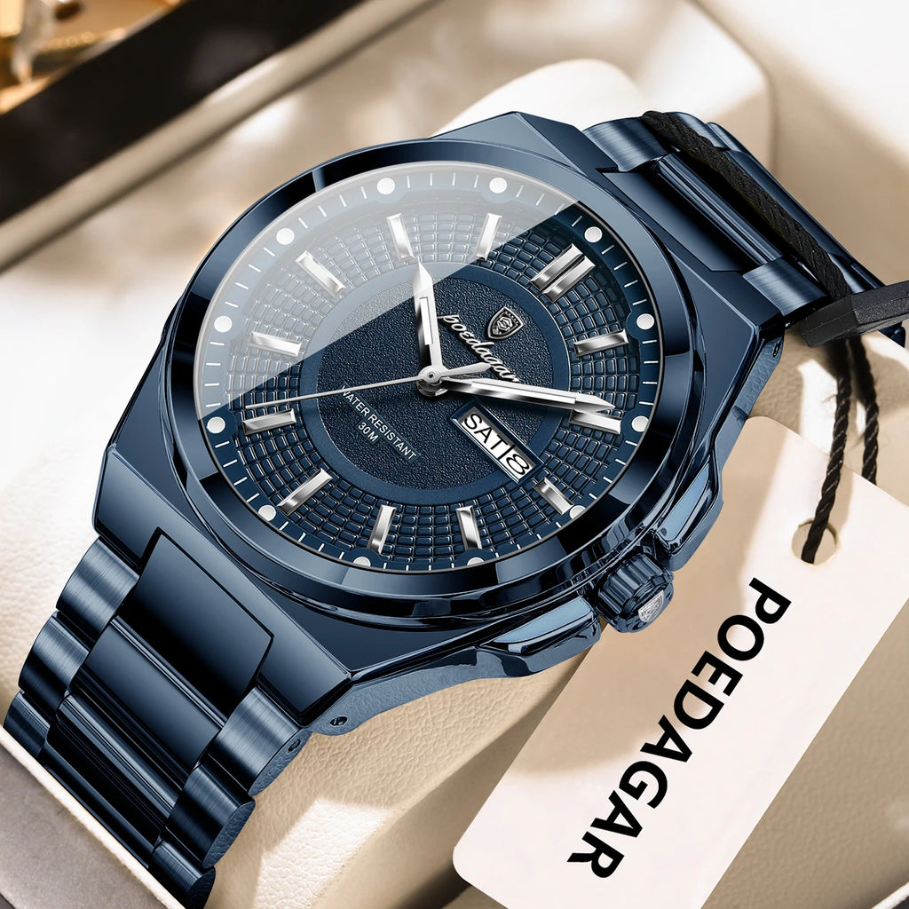 Sport Original Men Clock Quartz Date Week Luxury Man Wristwatch Waterproof Luminous Stainless Steel Men'S Watches Reloj