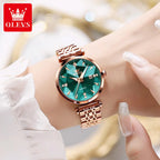 5536 Woman Watch Fashion Rhombus Mirror Calendar Quartz Watch for Women Original Waterproof Ladies Wristwatch Steel Strap