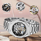 Reloj Automático Esqueleto Azul