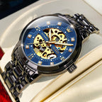Reloj Mecánico Esqueleto Dorado para Hombre